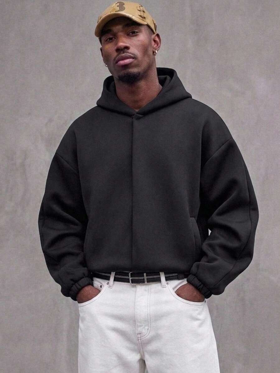NEON BLANC Men's Casual Versatile Solid Color Hoodie Zipup Hoodies - Black - View 1