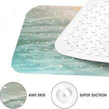 1pc 3D Shell Seabed Anti-Slip Bathtub Mat - With Drainage Holes And Suction Cups, Quick Dry, Machine Washable, Bathroom Non-Slip Safety Mat - Light blue - View 3
