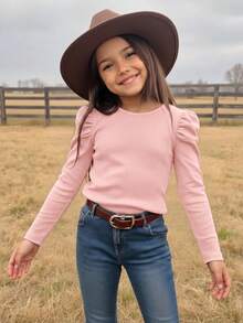 Emery Rose Kids Emery Rose Kids 青少年女孩純色休閒日常長袖T恤 - 粉色 - 查看 3