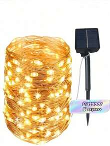 太陽能 LED 戶外防水仙女燈串 聖誕萬聖節裝飾 庭園燈串 派對用品 - 黑與白 - 查看 1
