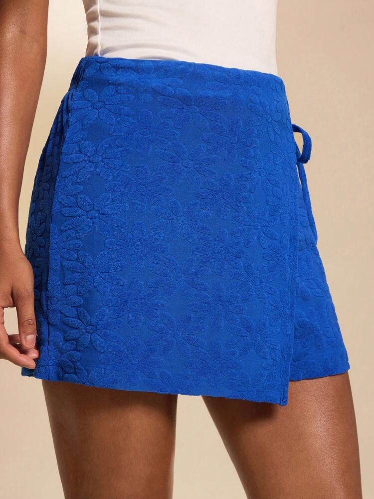 Travachic Women's Floral Jacquard Casual Lace-Up Skort - Blue - View 5