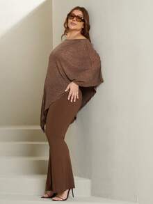 Lele Munniz Celana Panjang Model Flare Ukuran Besar Warna Cokelat Minimalis Serbaguna untuk Musim Gugur/Dingin, Cocok untuk Bersantai dan Liburan - Coffee Brown - View 4