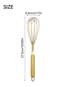 1pc Stainless Steel Egg Mixer, Suitable For Small Kitchen Tools, Used To Mix Egg Liquid And Whipped Cream, Suitable For Making Cakes, Mixing Baking And Cooking, Suitable For Beating Eggs, Cream, Suitable For Parties, Daily Home Cooking, Kitchen Use. - Gold - View 9