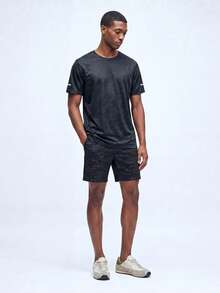 Nelvento Soul Men's Black Camo Summer Casual Gym Shirt,Boyfriend Style Camo Print Sports Tee Workout Tops,Breathable Compression Lightweight Basic T Shirt - Black - View 6