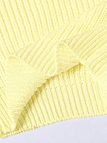 SHEIN Tween Girl Casual Versatile Solid Color Cropped Sweater - Yellow - View 5