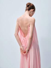 Softvol 1pc Women's Sexy Spaghetti Strap Backless Nightgown - Pink - View 4