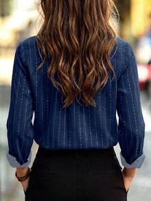 RosyDaze Women's Striped Single-Breasted Casual Daily Wear Shirt - Multicolor - View 2