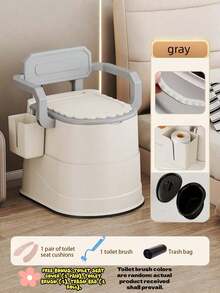 1PC Heavy Duty Plastic Bedside Commode With Non Slip Base Armrests Raised Seat Double Seal Odor Proof Compact Lightweight Sturdy Leg Frame For Elderly Mobility Aid Home Care Recovery Gift - Multicolor - View 3