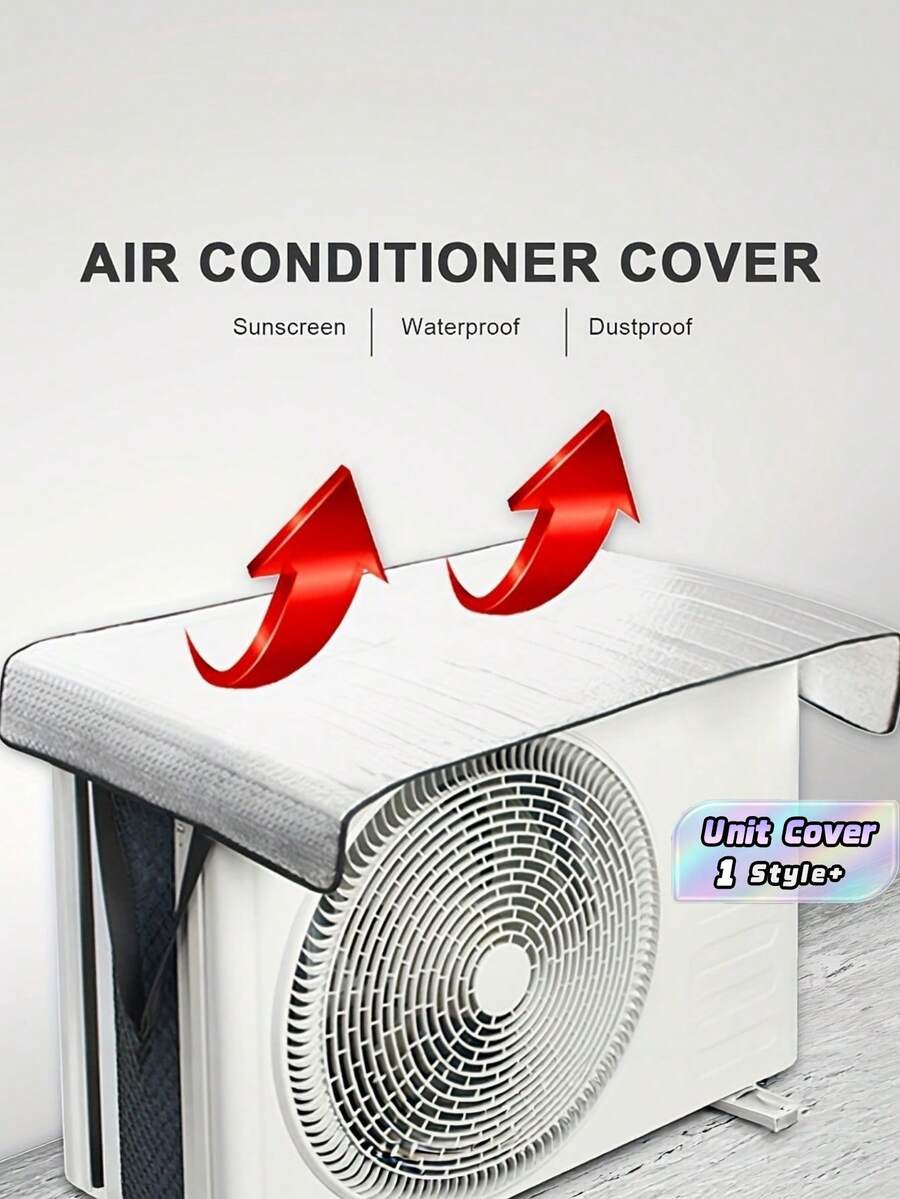 1pc Solid Double Layer AC Cover Outdoor Unit Protector Weather Resistant Anti Aging For Home Exterior Wall Patio Daily Use Functional Convenient Practical Household Supplies Must Have - Single Size - View 1