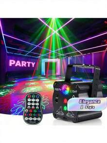 New USB Party Light, Multi-Mode Controlled Laser Light Flashing Stage Light Projector With Remote Control, Autumn Special Offer, Suitable For Home Indoor Parties, Birthday Decoration, Club Dance, Karaoke, Halloween And Christmas Performances - Black - View 1