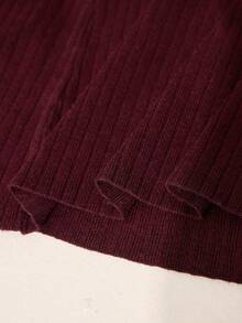 Graceveil Women's Round Neck Long Sleeve Slim Fit Flattering Autumn/Winter Sweater Dress - Burgundy - View 8