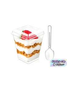 75 Clear Dessert Cups With Lids And Spoons – Yogurt & Jelly Cups, Party Appetizer Cups, Mini Cups – Suitable For Pudding, Fruit, And Ice Cream - Transparency - View 1