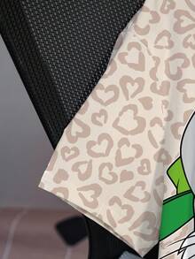 LOONEY TUNES X SHEIN 大尺碼女款字母與豹紋印花短袖寬鬆版型T恤 - 白色 - 查看 5