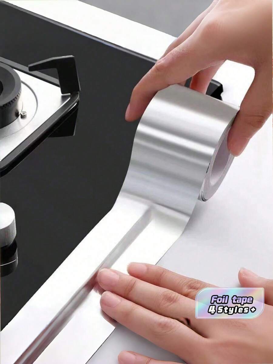 1roll 10meter Aluminum Foil Tape High Temperature Resistant Waterproof Oilproof Anti Mold Strong Adhesive Sink Stove Counter Gap Sealing Strip Kitchen Bathroom Practical Hardware Accessory - A - View 1
