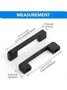 6Pcs Black Aluminum Cabinet Handles, Solid American Style Drawer Pulls With Mounting Screws, Polished Surface Furniture Hardware For Kitchen Cabinets - Black - View 3
