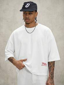 PAVTROS Men's Letter Print Casual Daily Short Sleeve T-Shirt - White - View 3
