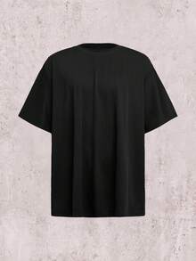 Skyrend Plus Size Men's Solid Color Loose Short Sleeve T-Shirt, Spring Undershirt, Suitable For Spring And Summer Gothic Punk Streetwear For Emo Boy Graphic Tee Men Grunge - Black - View 5