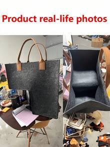 1Pc Large Felt Stair Storage Basket With Handles, Foldable Stair Tread Organizer Bin For Home & Office, Effectively Utilizes Unused Stair Space - Multicolor - View 3