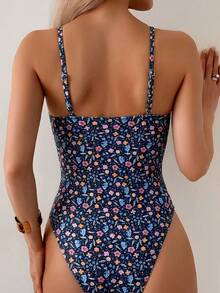 Oceva Women's Sexy One-Piece Random Leopard Print Deep V Spaghetti Strap Swimsuit - Multicolor - View 2