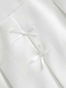 ROMWE J-Fashion Solid Color Pleated Skirt, School - White - View 2