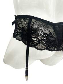 DrisQ DrisQ 1 chiếc quần lót nam cạp thấp phối ren lưới phong cách garter - màu đen - Xem 4