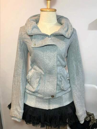 DAZY Women's Solid Color Hooded Korean Style Jacket