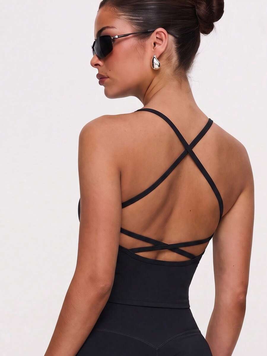 Velisys Velisys Set 3 Potong Atasan Tank Top Olahraga Wanita Seksi dengan Tali Silang dan Punggung Terbuka - MultiWarna - View 1