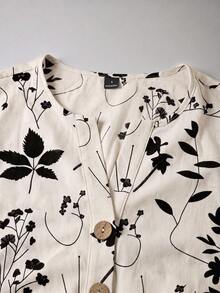 EMERY ROSE Women's Woven Printed Casual Fall Blouse - Apricot - View 3