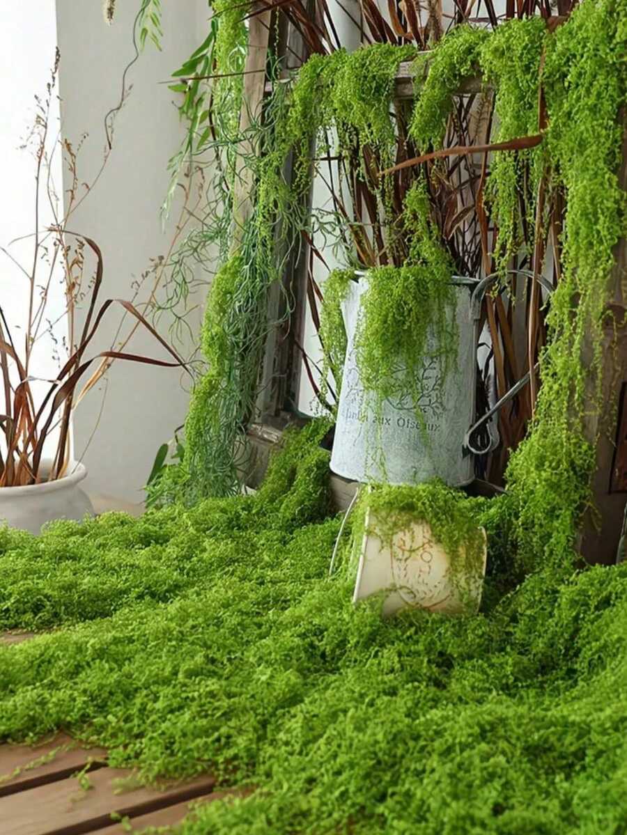 1PC 200g Soft Lifelike Durable Non Fading Green Artificial Moss Versatile For Home Decor Micro Landscape Lawn Potted Plants Fake Moss Decorative Supplies