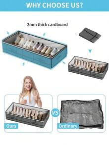 1pc Gray Underbed Storage Bag, Foldable With Transparent Cover, No Bracket, Large Capacity For Storing Shoes, Pillows, Blankets And Other Household Items, Suitable For Bedroom, Study, Dorm, Home Decor - Multicolor - View 3