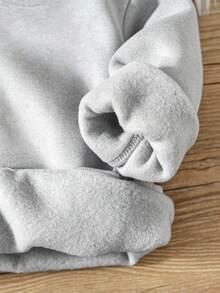 Bộ quần áo bé gái 2 món in Daddy's Little Girl, len dệt mềm, áo hoodie nỉ mùa thu đông dáng thoải mái - Màu Xám nhạt - Xem 8
