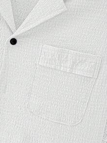 Manfinity CasualCool Men's Solid Color Single-Breasted Pocket Short Sleeve Shirt - White - View 4