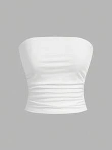 SHEIN EZwear 3件套女士休闲短款褶饰修身吊带背心套装 - 彩色 - 查看 4