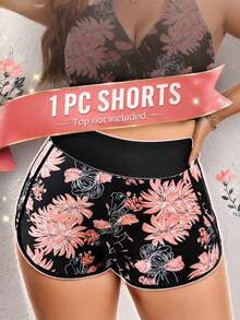 SHEIN Swim Curve Plus Size Women's Random Digital Print Casual Sport Beach Swimsuit Bottom For Summer Beach Vacation - Multicolor - View 3