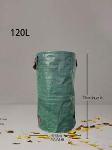 Reusable Garden Waste Bags With Handles, Made Of Durable PP Material, Great For Yard Trimmings, Leaves And Plants. Green With Red Stitching, Perfect For Garden Maintenance And Landscaping. - A - View 5