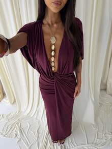 Aloruh Women's New Autumn/Winter Purple Extra Long Dress - Purple - View 5
