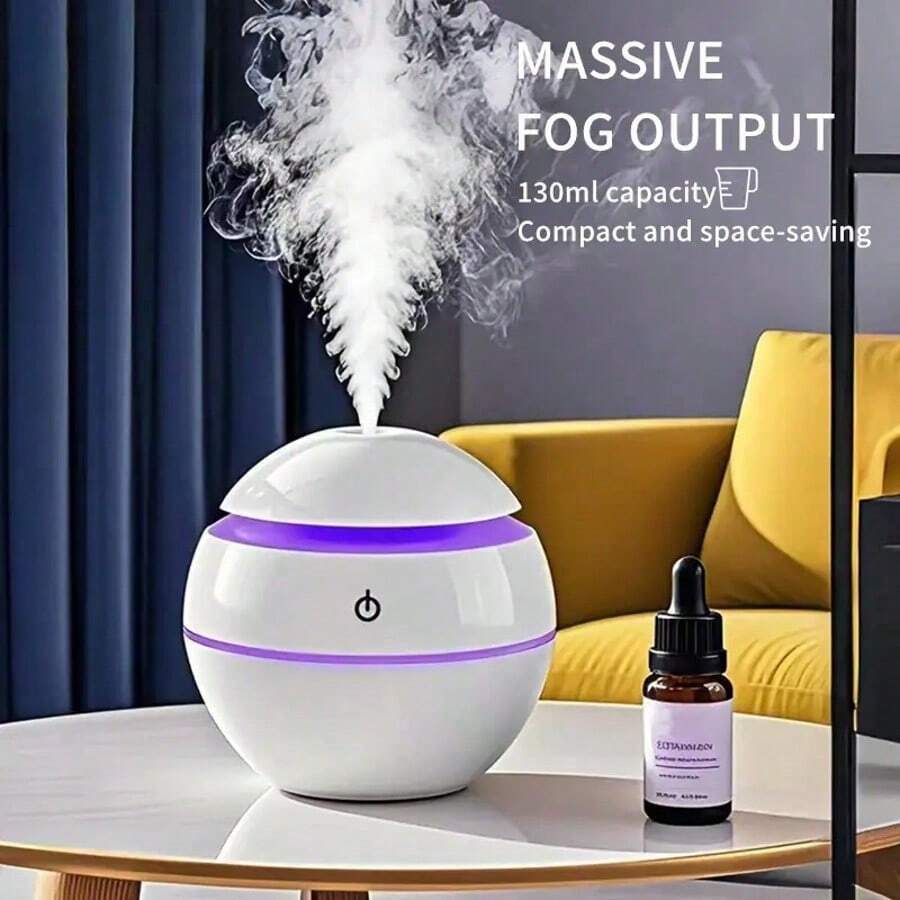 1 pieza Humidificador de aroma negro USB con luces LED de colores, alimentado por USB, control táctil, funcionamiento silencioso, diseño compacto, adecuado para habitaciones de 21–30㎡. Humidificador de dormitorio | Humidificador moderno | Humidificador silencioso - Múltiple - Ver 1
