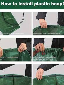 Reusable Garden Waste Bags With Handles, Made Of Durable PP Material, Great For Yard Trimmings, Leaves And Plants. Green With Red Stitching, Perfect For Garden Maintenance And Landscaping. - A - View 6
