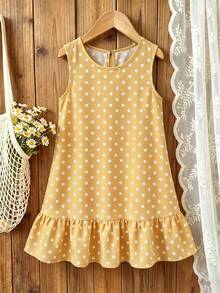 Emery Rose Kids Emery Rose Kids 女童圓領波點印花拼接洋裝 - 彩色 - 查看 4