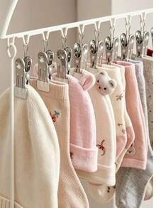 Multi-Hook Baby Clothes Hanger - Baby-Specific Household Use - Newborn Children's Socks Drying Rack - Multi-Functional Storage Hanging Clothes Hanger. - Multicolor - View 5