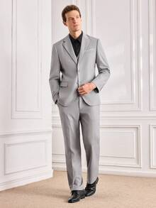 Officeau Men's 3pcs Light Grey Luxury Suits, Blazer & Waistcoat & Pants, For Formal Business/ Office - Light Grey - View 10