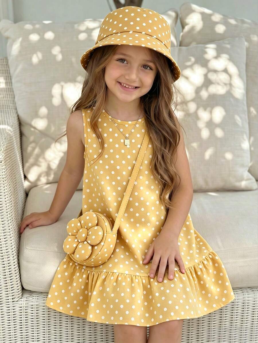Emery Rose Kids Emery Rose Kids 女童圓領波點印花拼接洋裝 - 彩色 - 查看 1