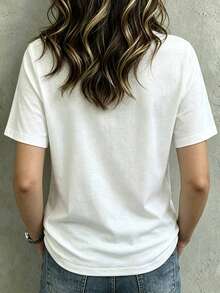 Trelyra 100 Cotton Comfortable Wild Flower Plant Oversized Cottage Casual Embroidered T-Shirt Floral Round Neck Short Sleeve For Summer Picnic White Floral - White - View 2