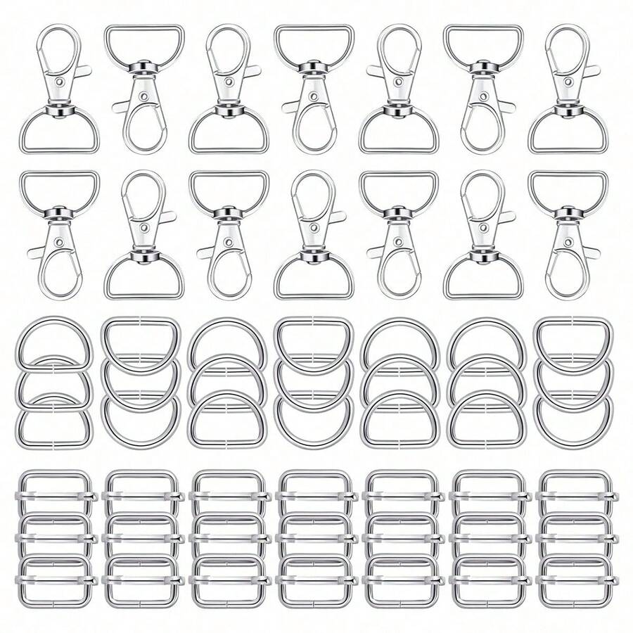 56pcs 1 Inch Swivel Lobster Clasps And D-Rings Set, Keychain DIY Hardware Accessories, Slide Buckles For Bags, Pet Leash Clips, Lanyard Straps & Sewing Projects, 360 Degree Smooth Motion Design - multicolor - View 1