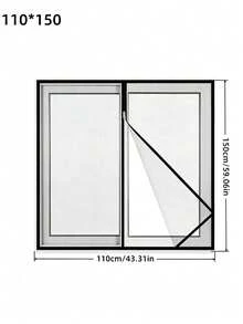 1PC Polyester SelfAdhesive WindowScreen MosquitoProof NoDrill EasyInstall Zipper Closure Removable Washable DurableFrench Grey For Home Bedroom Kitchen Summer - Grey - View 2