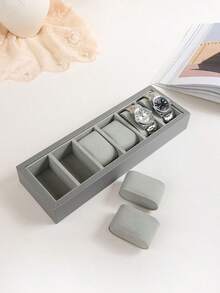6/12/24/30 Slot Pu Leather Watch Box, Grey/Green Color Large Capacity Watch Display Storage Case - Grey - View 8