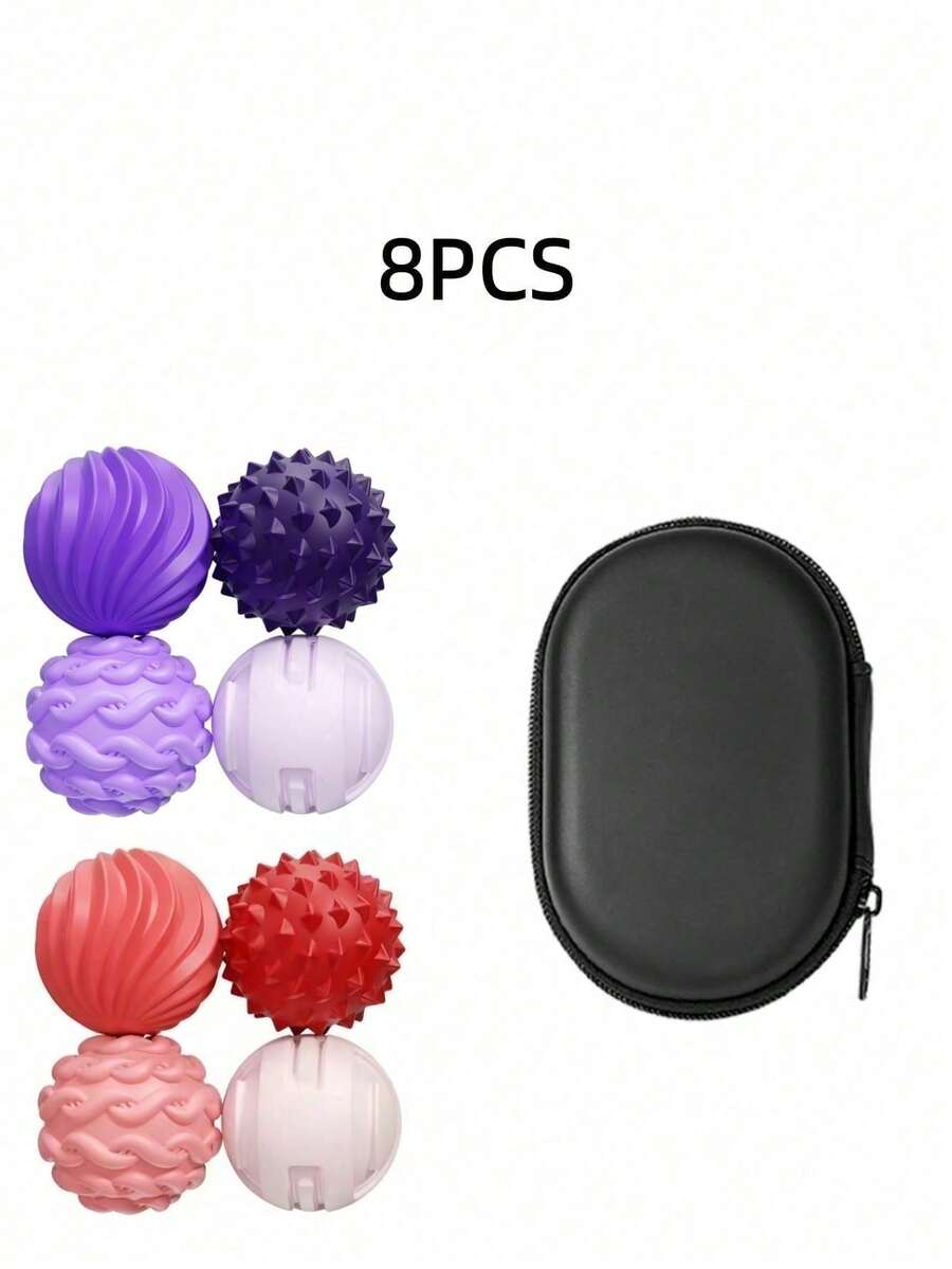 4/8 PCS Textured Magnetic Silicone Fidget Balls, Assorted Colors Black Green Pink Purple, Stress Relief Fidget Toys For Office, Classroom & All-Year Company Use - 8pcs - View 1