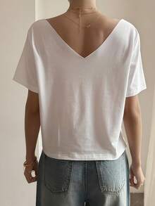 DAZY Spring Summer Loose Casual Style Vacation Valentine's Day Beach Sand Leopard Print Women's T-Shirt - White - View 4