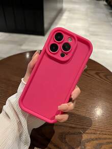1PC Simple Solid Color Phone Case Compatible With Iphone 17 ProMax 17 Pro Full Coverage Scratch Resistant Slim Fit Soft - Rose Red - View 6