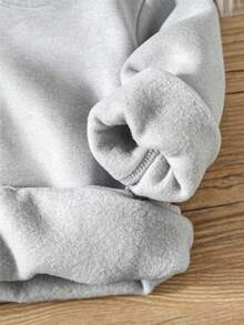 Bộ quần áo bé gái 2 món in Daddy's Little Girl, len dệt mềm, áo hoodie nỉ mùa thu đông dáng thoải mái - Màu Xám nhạt - Xem 5